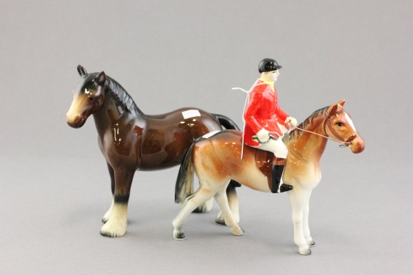 Beswick Style Huntsman on Horse and another Beswick Style Horse