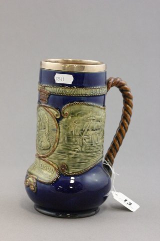 Royal Doulton Stoneware 'Lord Nelson' Tankard with Silver Rim 'England expects every man to do his