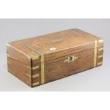 19th century Oak and Brass Bound Campaign Writing Slope