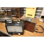 Vintage Bakelite TMK Volt Ohms Meter together with a Vintage Mahogany Cased Record Ohmmeter