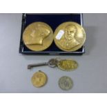 Two Bronze American Medals and a Victorian Key Token and Two Other Medals