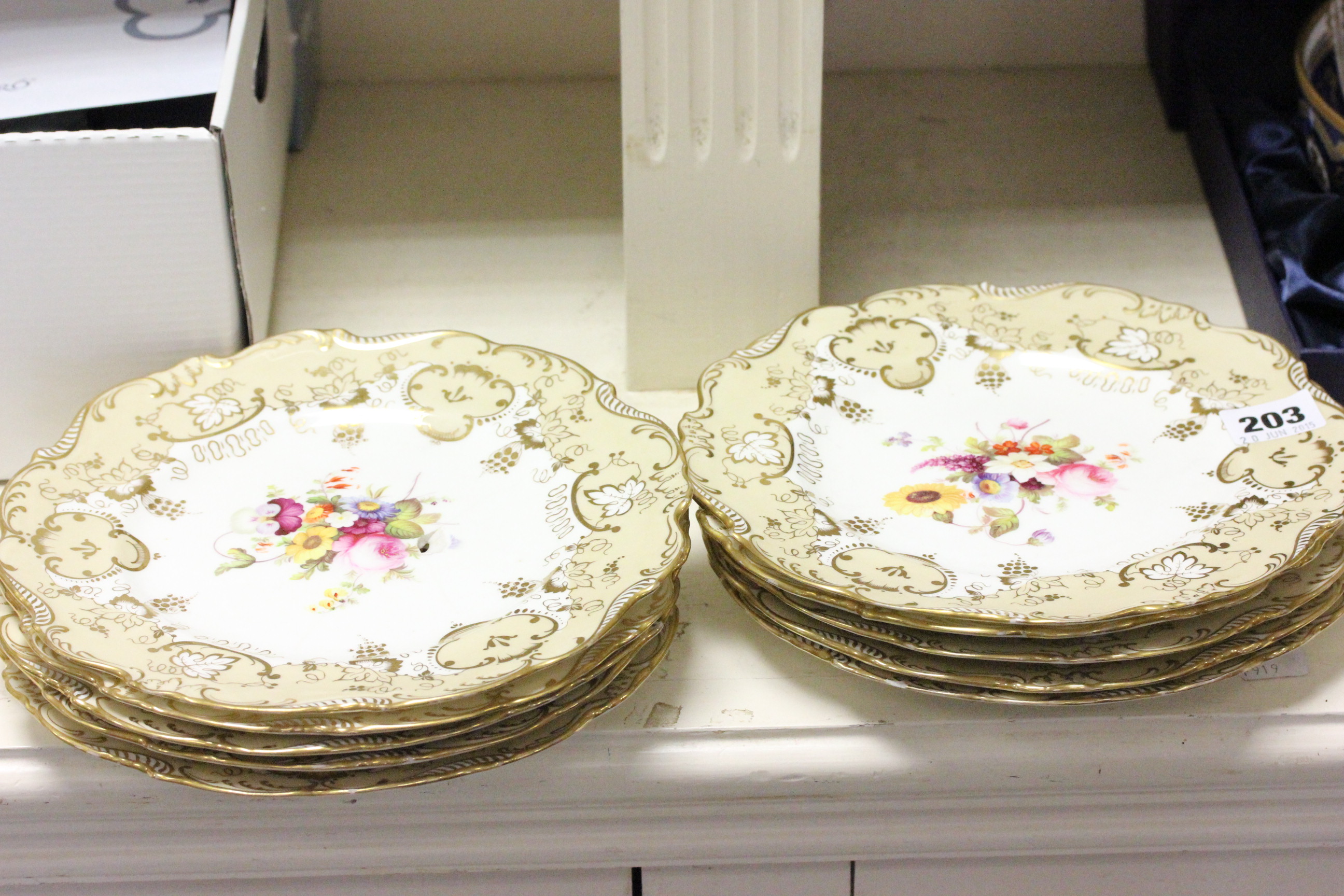 Victorian Rockingham Style Floral Dessert Service, each piece with floral handpainted central panels - Image 2 of 2