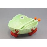 Carltonware Lobster and Leaf Bowl with Two Serving Spoon and Fork