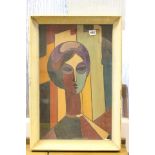 Mid 20th century Oil Painting Portrait in the Modernist School signed Hornyansky