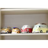 Four Ceramic Moneyboxes (Three VW Campervans and a Mini)