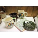 Collection of Widecombe Fair Items including Three Jugs, Plate and a Book with illustrations by