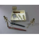 Mixed Lot including Tow Silver Bladed  and Mother of Pearl Fruit Knives, Conway Fountain Pen,