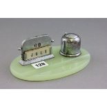 Deco Inkwell and Calendar on a Green Onyx Base