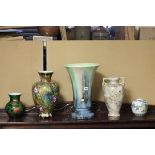 Very Large Sylvac Vase, Chinese Ginger Jar, Glass Vase and Two Other Ceramic Vases