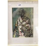 Roza Hope, picture of an African Figure, signed and dated 1953