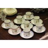 Set of Eight 'Haviland Limoges' Cups and Saucers (one saucer damaged)