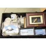 Quantity of Plates & Moss of World War II Aircraft and Framed Prints of Aeroplanes and Certificates