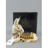 Boxed Royal Crown Derby Paperweight 'Donkey' with gold stopper