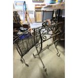 Two Wrought Iron Folding Log Baskets