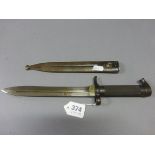 Swedish 1896 Bayonet with Cut Cross Barrel Grip and Steel Sheath, the blade marked EJ  AB