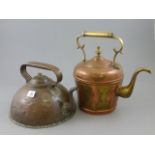 Copper and Brass Kettle and another Copper Kettle