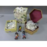 Collection of Ceramic Thimbles plus Three Robertson Golly Musical Figures