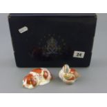 Two Royal Crown Derby  'Collectors Guild' Paperweights 'Puppy' and 'Teal Duckling', both with gold