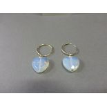 Pair of Silver and Moonstone Heart Shaped Earrings