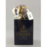 Boxed Royal Crown Derby Paperweight ' Badger' with gold stopper