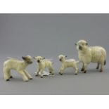 Beswick Sheep, model no. 935 and Two Beswick Lambs plus another Lamb