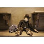 Vintage Steiff Monkey (16") and a Hedgehog (buttons present)