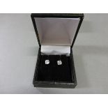 Pair of Silver and CZ Stud Earrings