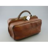 Small Vintage Brown Leather Gladstone Bag