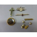 Silver Victoria Jubilee Bar Brooch, Yellow Metal and Amethyst Bar Brooch plus Charms, Two Brooches