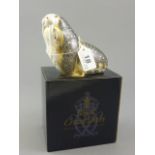 Boxed Royal Crown Derby Paperweight 'Russian Walrus' with gold stopper