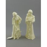 Two Royal Worcester White Glazed Figurines 'First Steps' and 'Once upon a time'