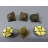 Two Enamelled Primrose League Official Badge Lapel Studs (Disrali) together with Four Military