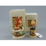 Two Boxed Goebel Hummel Figures -'Little Hiker' and 'Birthday Cake'