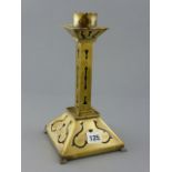 Arts and Crafts Brass Square Candlestick