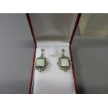 Pair of Silver CZ and Marcasite Art Deco Style Earrings