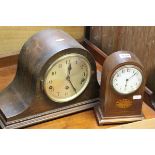 Edwardian Mahogany Mantle Clock and a 1930's Oak Cased Mantle Clock