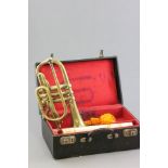 Vintage Cased Boosey and Co Trumpet inscribed R.M.A C.C