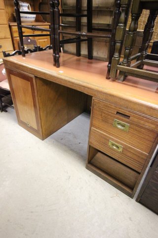 Mid 20th century Twin Pedestal Desk marked Waring and Gillows