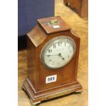 Edwardian Mahogany Mantle Clock, the white enamel face marked 'Thomas Armstrong & Brother,