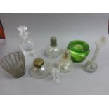 Group of Glassware including Glass Weave Basket, Inkwell, Antique plus an Ashtray purportedly from