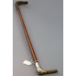 Swaine of London Hunting Crop with Horn Handle and Silver Band