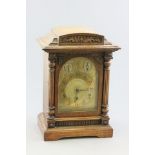 Large Late 19th century Oak Cased Bracket Clock, the brass face with two dials to top 'Chime /