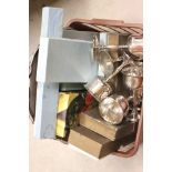 Collection of Silver Plated Items including Tray, Boxed Cutlery, Goblets, etc