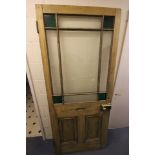 Victorian Pine Door with Clear and Green Glass Panels