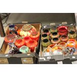 Large Collection of Murano Style and other Art Glass Vases and Baskets (contained in two boxes)