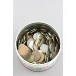 Tin of mixed world & UK coins