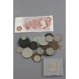 1797 Cartwheel 2 pence plus 10S note and mixed coins