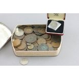 Tin of mixed Coins and Tokens