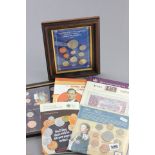 Six UK coin sets including two framed