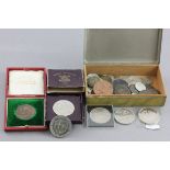 Tin of mixed world & UK coins including Silver